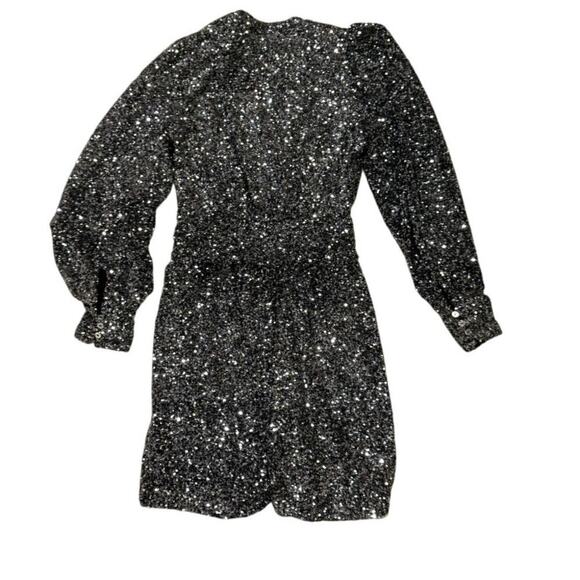 The Kooples Silver Sequin Wrap Mini Dress | FR 1 / US S - Picture 6 of 8